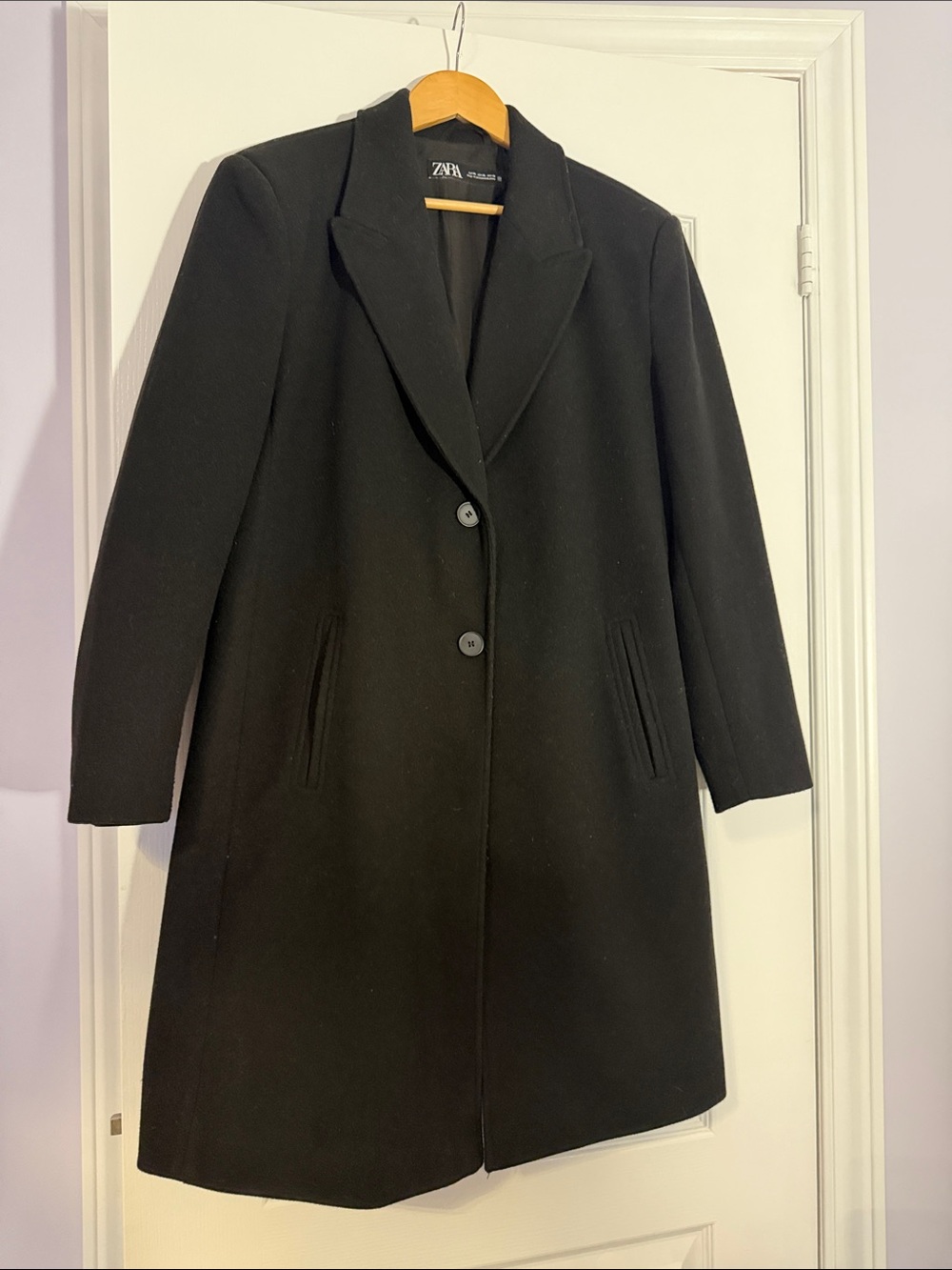 Zara Black Tailored Mid Length Coat XL Back Vent